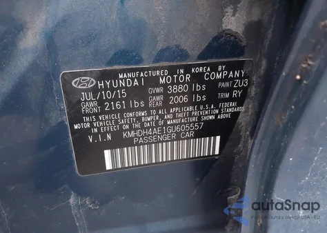 2016 Hyundai Elantra Value Edition from USA, damaged, VIN KMHDH4AE1GU605557